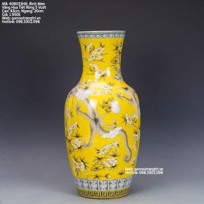 BÌNH MEN VÀNG HỌA TIẾT RỒNG 5 VUỐT